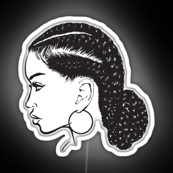 Black Woman Braids Hairstyle African American Beauty RGB Neon Sign