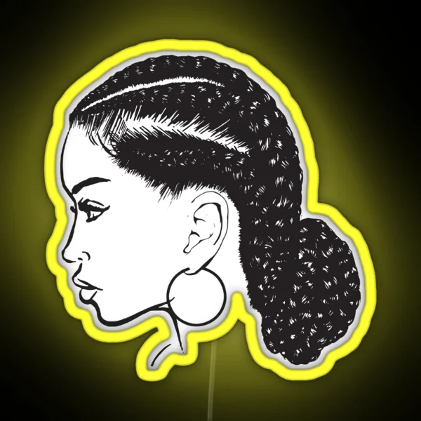 Black Woman Braids Hairstyle African American Beauty RGB Neon Sign