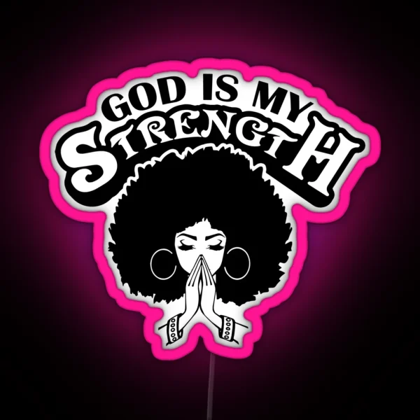 Black Woman Praying God Quotes African American RGB Neon Sign