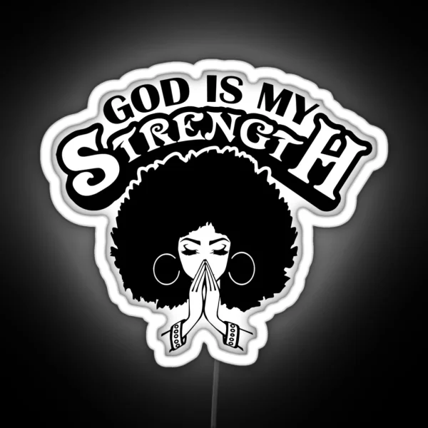 Black Woman Praying God Quotes African American RGB Neon Sign