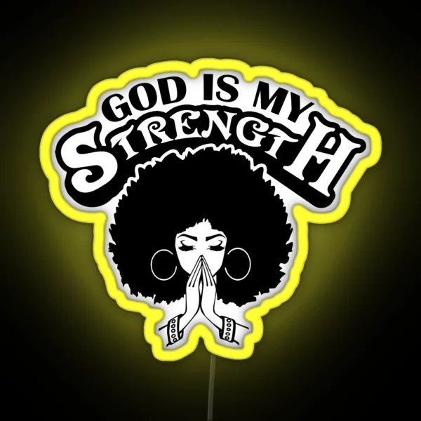 Black Woman Praying God Quotes African American RGB Neon Sign