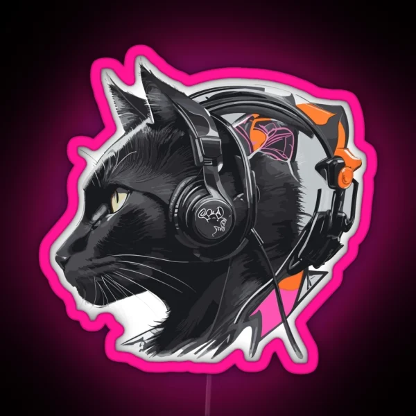 Blackcat Headphone RGB Neon Sign