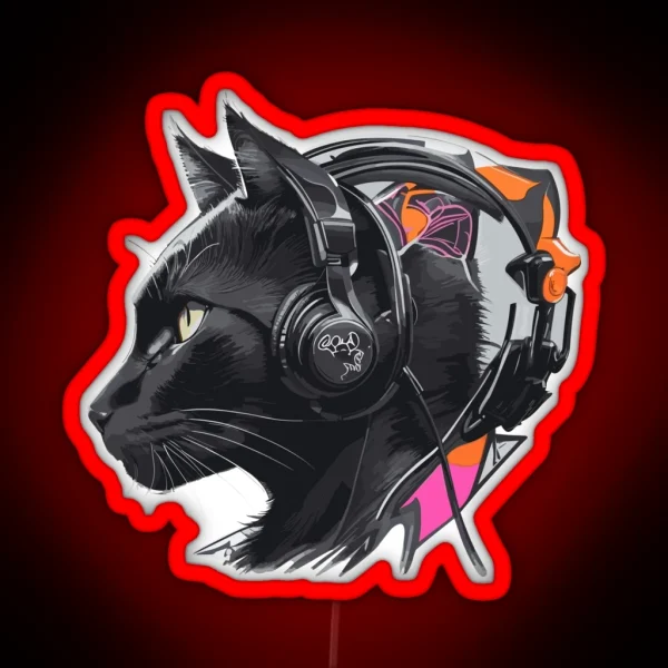 Blackcat Headphone RGB Neon Sign