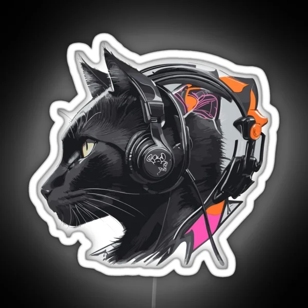 Blackcat Headphone RGB Neon Sign