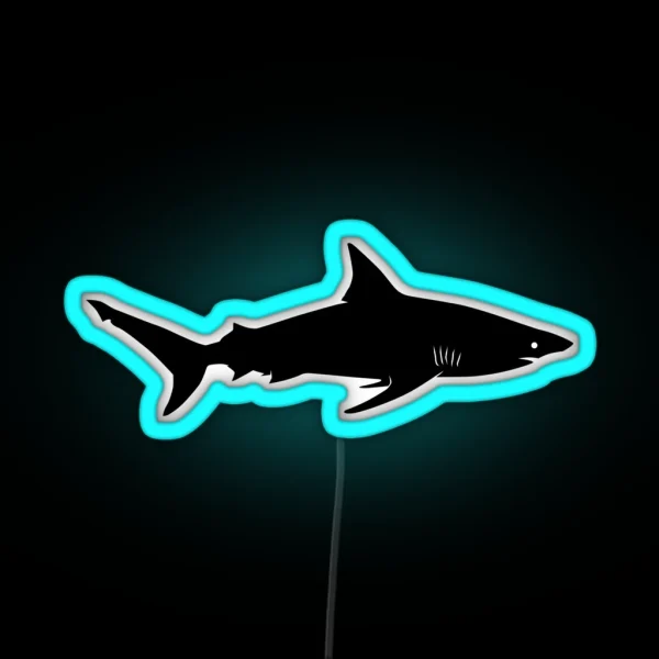 Blacktip Shark Silhouette Black RGB Neon Sign