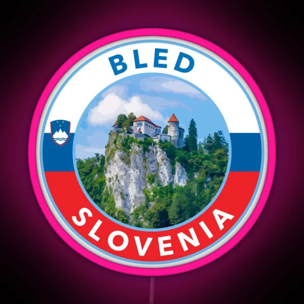 Bled Slovenia Round Emblem RGB Neon Sign