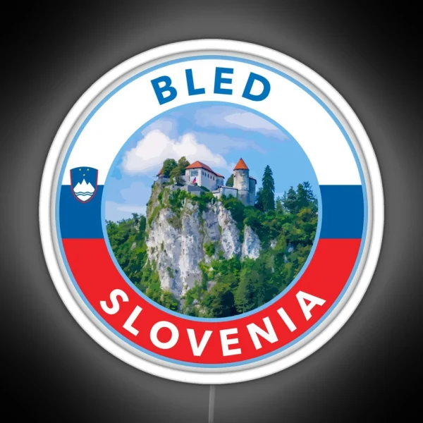 Bled Slovenia Round Emblem RGB Neon Sign