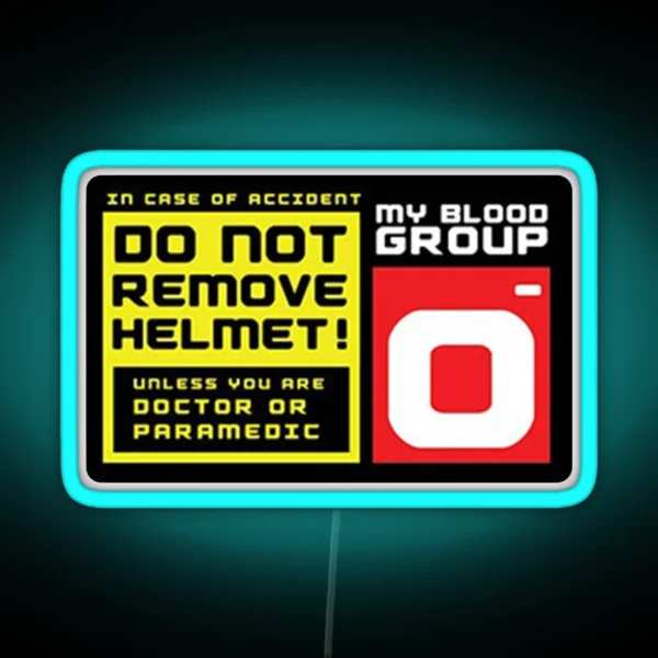 Blood Group O O Negative Helmet Led RGB Neon Sign