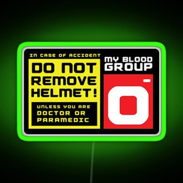 Blood Group O O Negative Helmet Led RGB Neon Sign