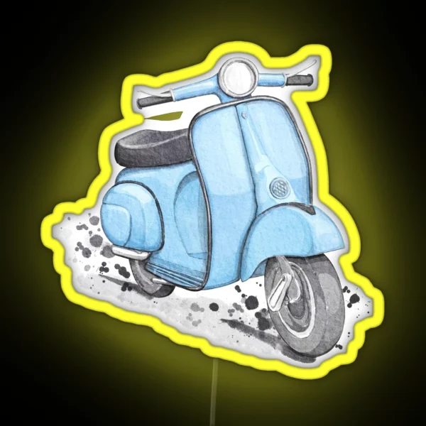 Blue Classic Vintage European Style Scooter RGB Neon Sign