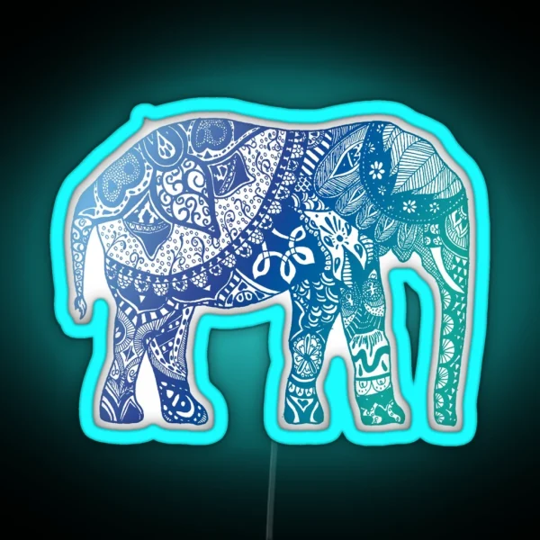 Blue Elephant RGB Neon Sign