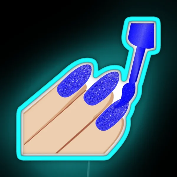 Blue Glitter Nails RGB Neon Sign