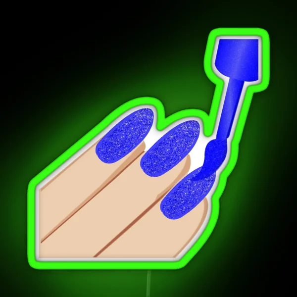 Blue Glitter Nails RGB Neon Sign