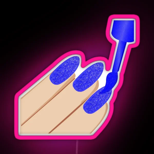 Blue Glitter Nails RGB Neon Sign