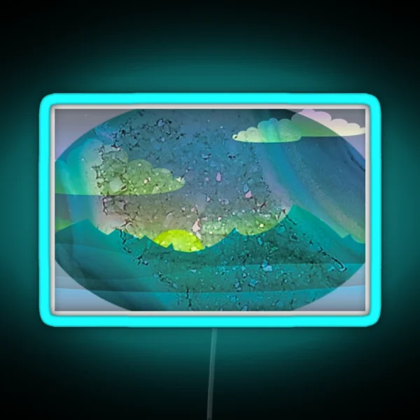 Blue Horizon Mountain Scene Contemporary RGB Neon Sign