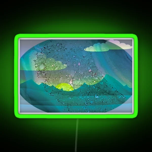 Blue Horizon Mountain Scene Contemporary RGB Neon Sign