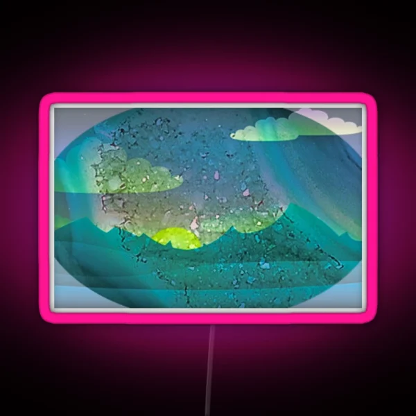 Blue Horizon Mountain Scene Contemporary RGB Neon Sign