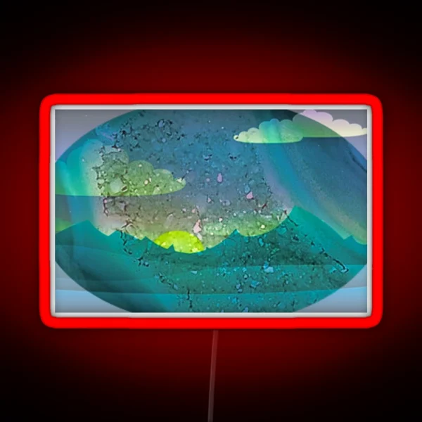Blue Horizon Mountain Scene Contemporary RGB Neon Sign