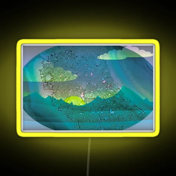 Blue Horizon Mountain Scene Contemporary RGB Neon Sign