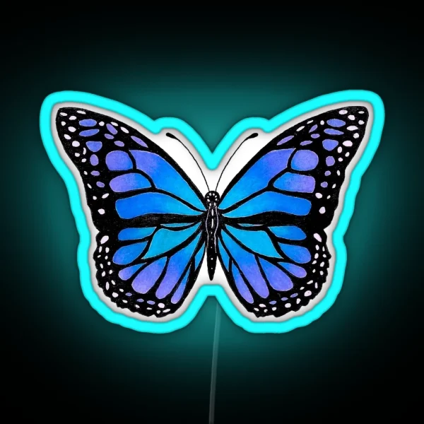 Blue Monarch Butterfly RGB Neon Sign