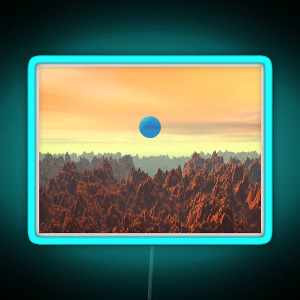 Blue Moon On Red Planet RGB Neon Sign