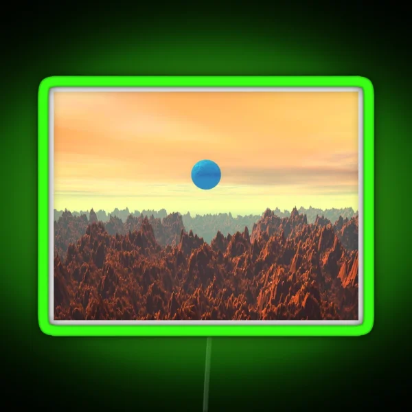 Blue Moon On Red Planet RGB Neon Sign