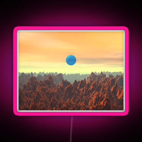 Blue Moon On Red Planet RGB Neon Sign