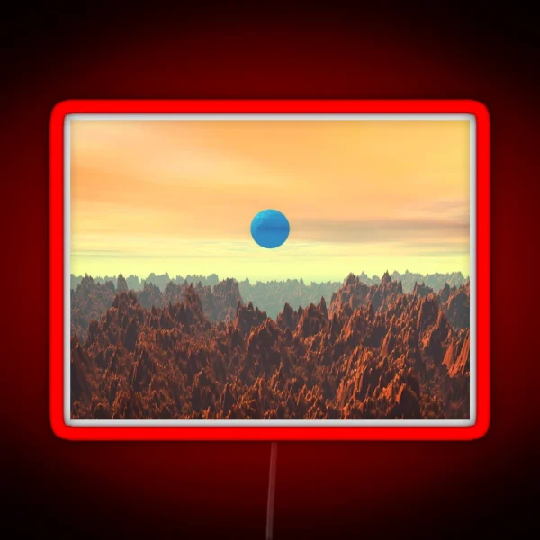 Blue Moon On Red Planet RGB Neon Sign