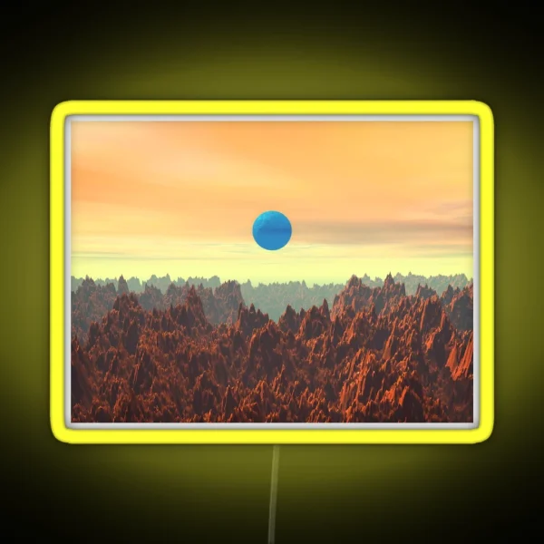 Blue Moon On Red Planet RGB Neon Sign