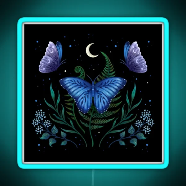 Blue Morpho Butterfly RGB Neon Sign