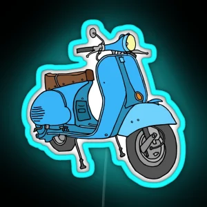 Blue Motor Scooter RGB Neon Sign