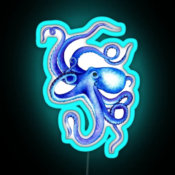 Blue Octopus RGB Neon Sign