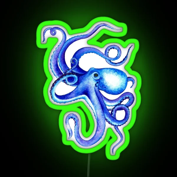 Blue Octopus RGB Neon Sign