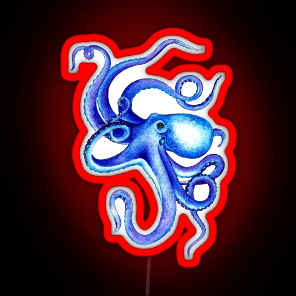 Blue Octopus RGB Neon Sign