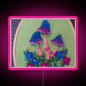 Blue Toadstools Embroidery RGB Neon Sign
