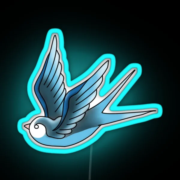 Blue Traditional Swallow RGB Neon Sign