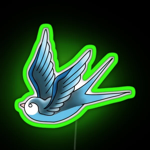 Blue Traditional Swallow RGB Neon Sign