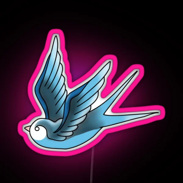Blue Traditional Swallow RGB Neon Sign