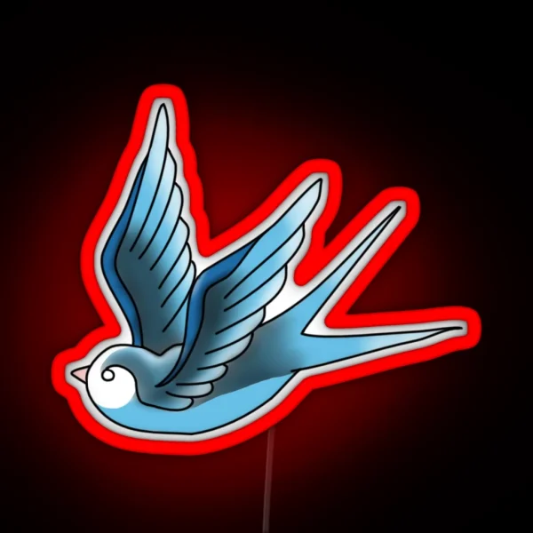 Blue Traditional Swallow RGB Neon Sign