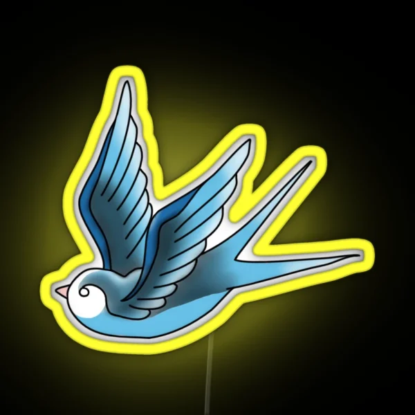Blue Traditional Swallow RGB Neon Sign