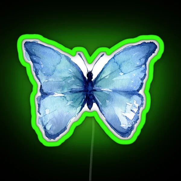 Blue Watercolor Butterfly RGB Neon Sign