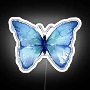 Blue Watercolor Butterfly RGB Neon Sign