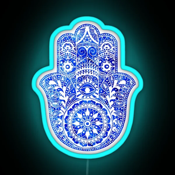 Blues Hamsa Hand RGB Neon Sign