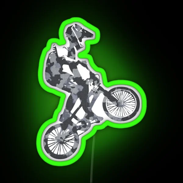 BMX Camouflage Grey RGB Neon Sign