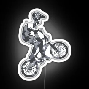 BMX Camouflage Grey RGB Neon Sign