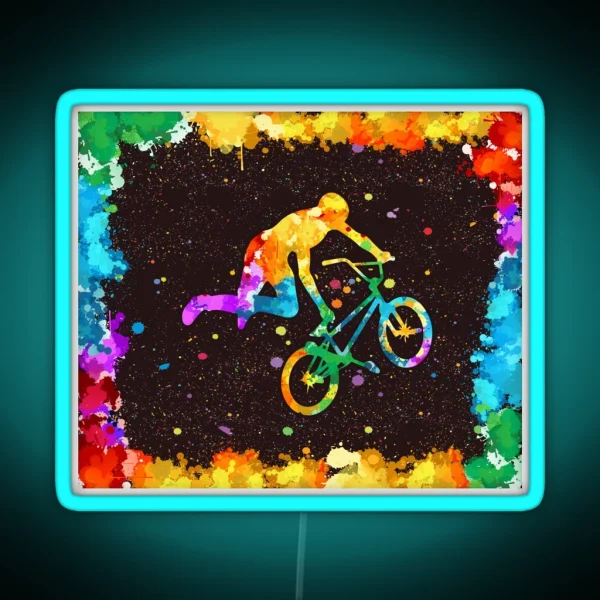 BMX Watercolor Art RGB Neon Sign