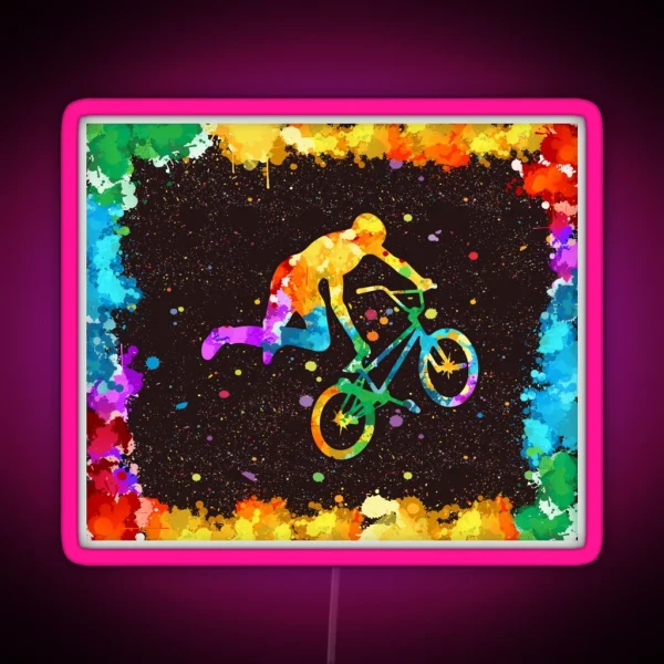 BMX Watercolor Art RGB Neon Sign