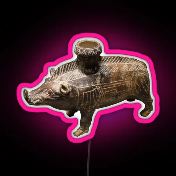 Boar Vessel 600 500 BC Etruscan Ceramic RGB Neon Sign