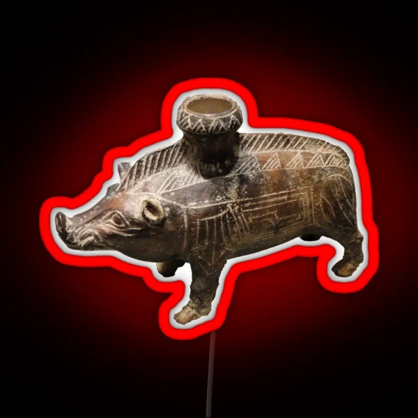 Boar Vessel 600 500 BC Etruscan Ceramic RGB Neon Sign