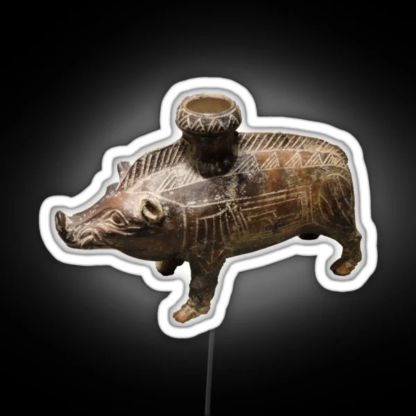 Boar Vessel 600 500 BC Etruscan Ceramic RGB Neon Sign